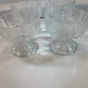 4 Vintage HOYA Japan ICEBERG Textured Dessert/Sherbert/Footed Compote Glasses